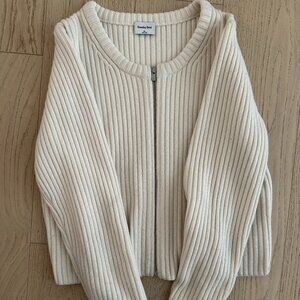 Aritzia Sunday Best Merino Wool Zip Up Cropped Sweater